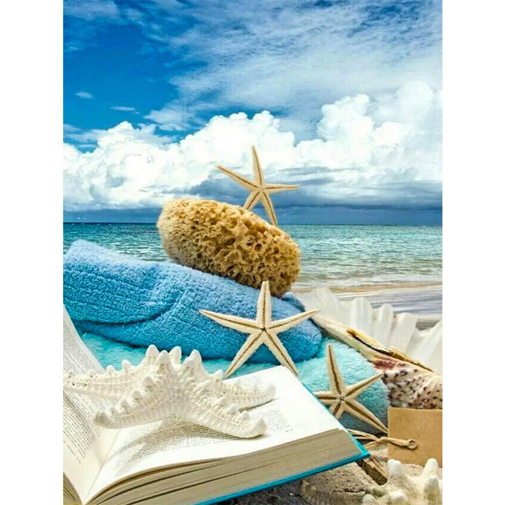 Book And Starfish On The Beach - Full Square Drill Diamond Painting 30*40CM