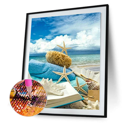 Book And Starfish On The Beach - Full Square Drill Diamond Painting 30*40CM