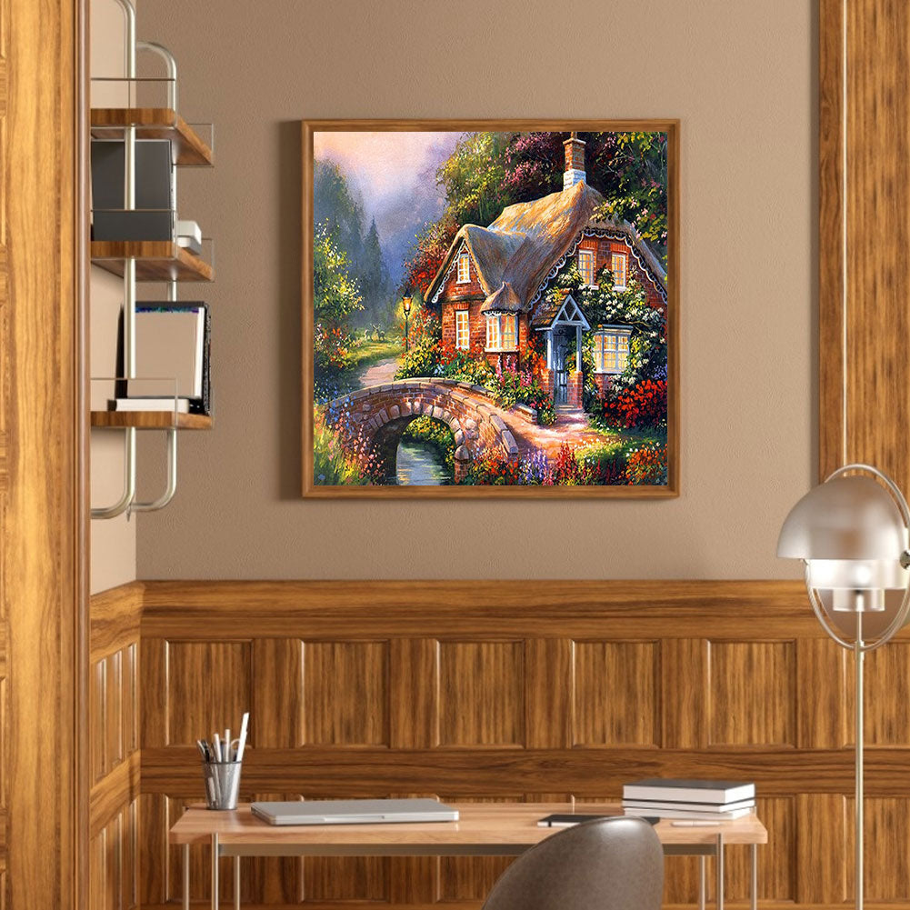 Thomas Kinkade Oil Painting Country House - Full Round Drill Diamond Painting 50*50CM