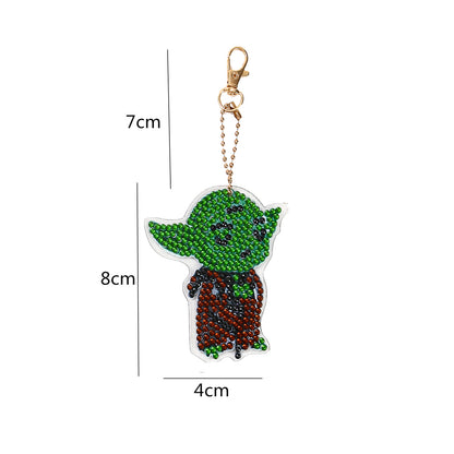 5pcs/set DIY Diamond Painting Keychain Star Wars Yoda Keyring Car Pendant Craft