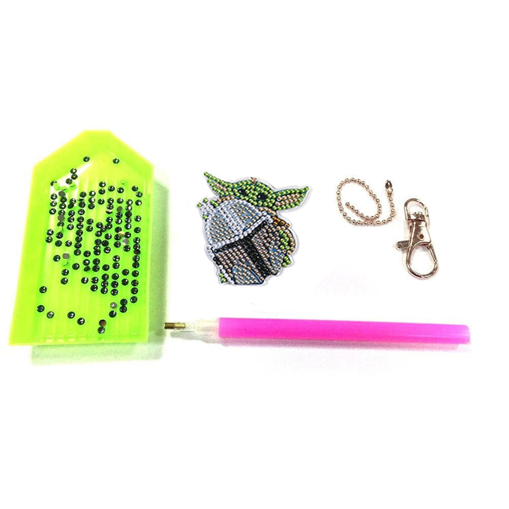 5pcs/set DIY Diamond Painting Keychain Star Wars Yoda Keyring Car Pendant Craft