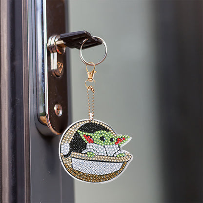 5pcs/set DIY Diamond Painting Keychain Star Wars Yoda Keyring Car Pendant Craft