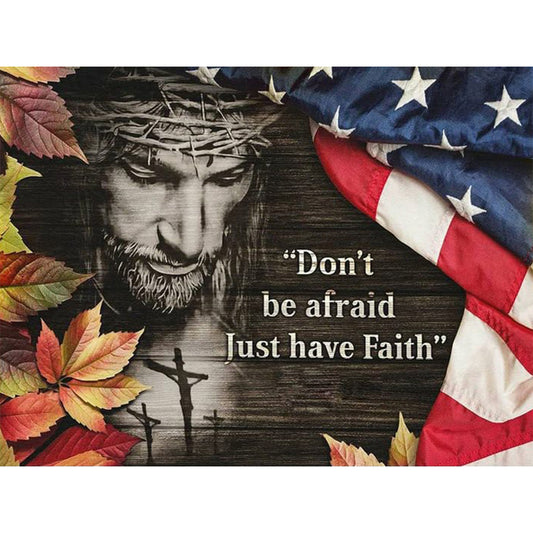 Flag Jesus - Full Round Drill Diamond Painting 40*30CM