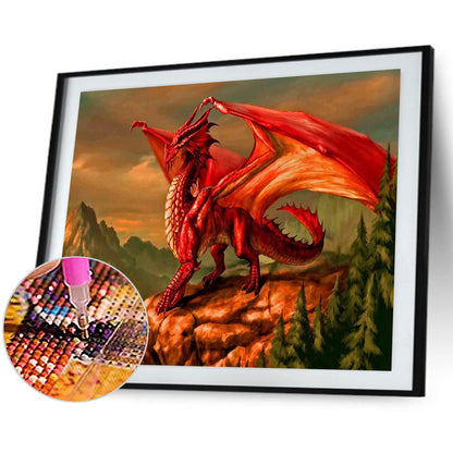 Red Pterosaur - Full Round Drill Diamond Painting 50*40CM