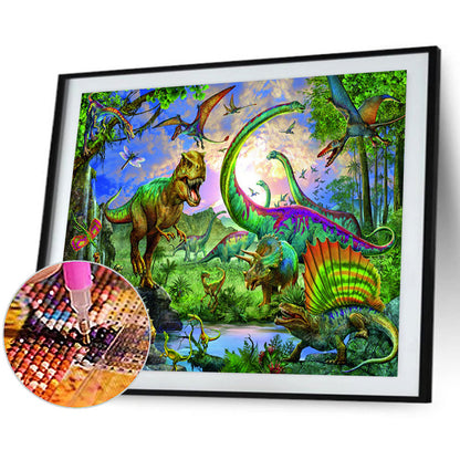 Tyrannosaurus World - Full Round Drill Diamond Painting 50*40CM