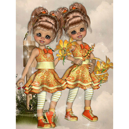 Twin Dolls - Full Round Drill Diamond Painting 50*60CM
