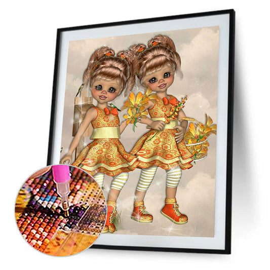 Twin Dolls - Full Round Drill Diamond Painting 50*60CM