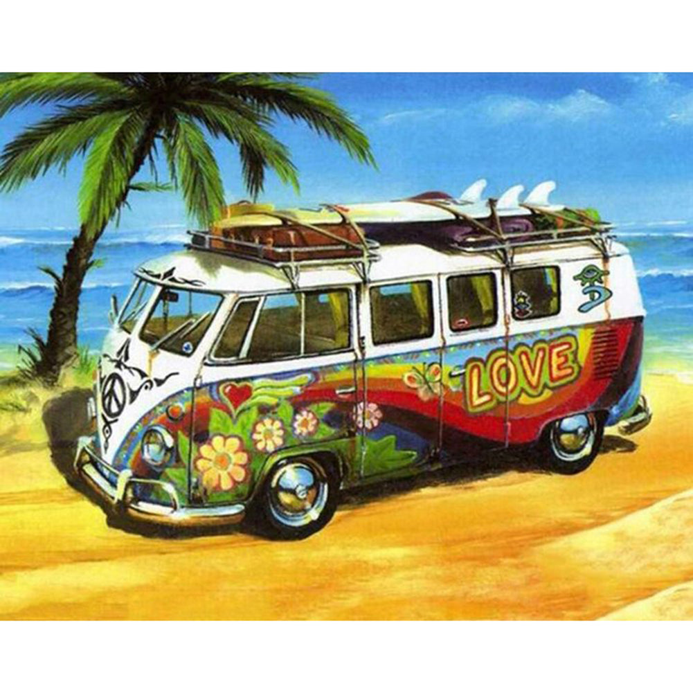 Bus By The Beach - Full Square Drill Diamond Painting 50*40CM