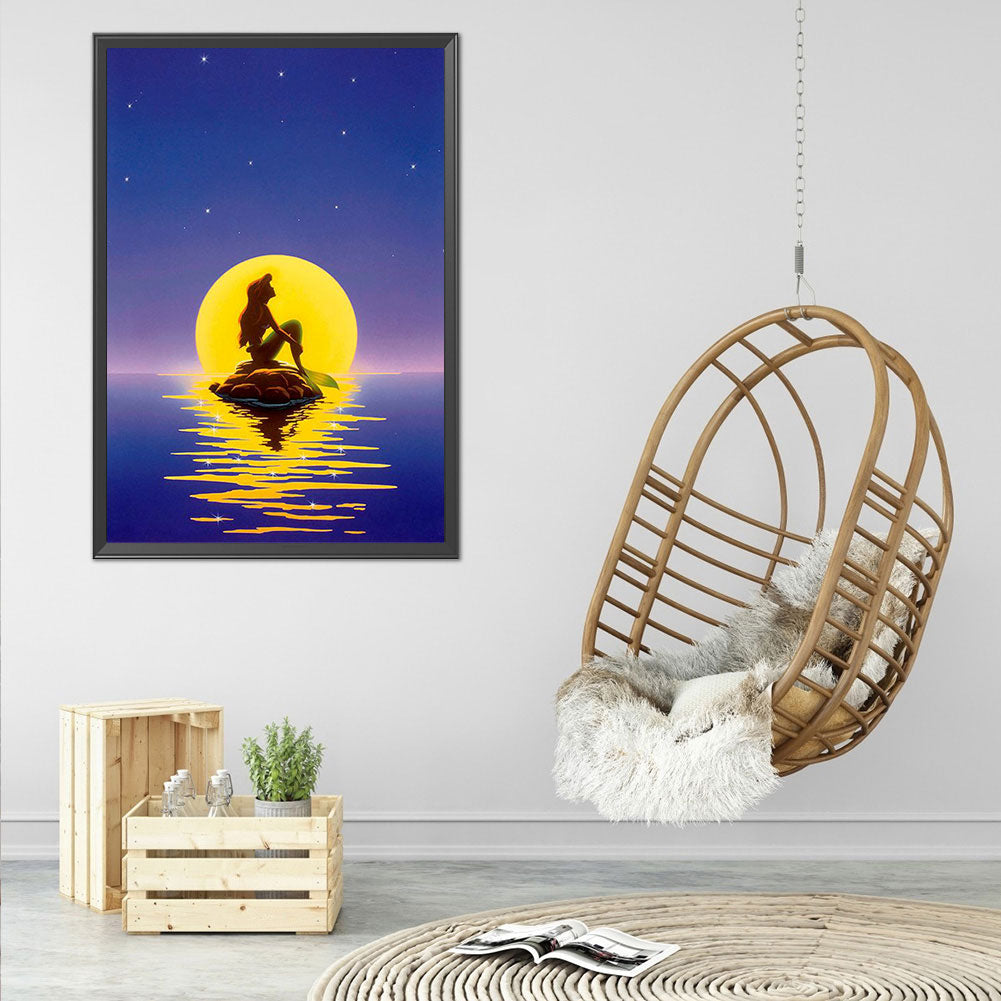 Mermaid Under The Moon - Full Round Drill Diamond Painting 40*60CM
