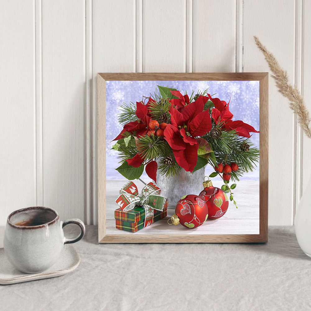 Christmas Poinsettia - Full Round Drill Diamond Painting 50*50CM