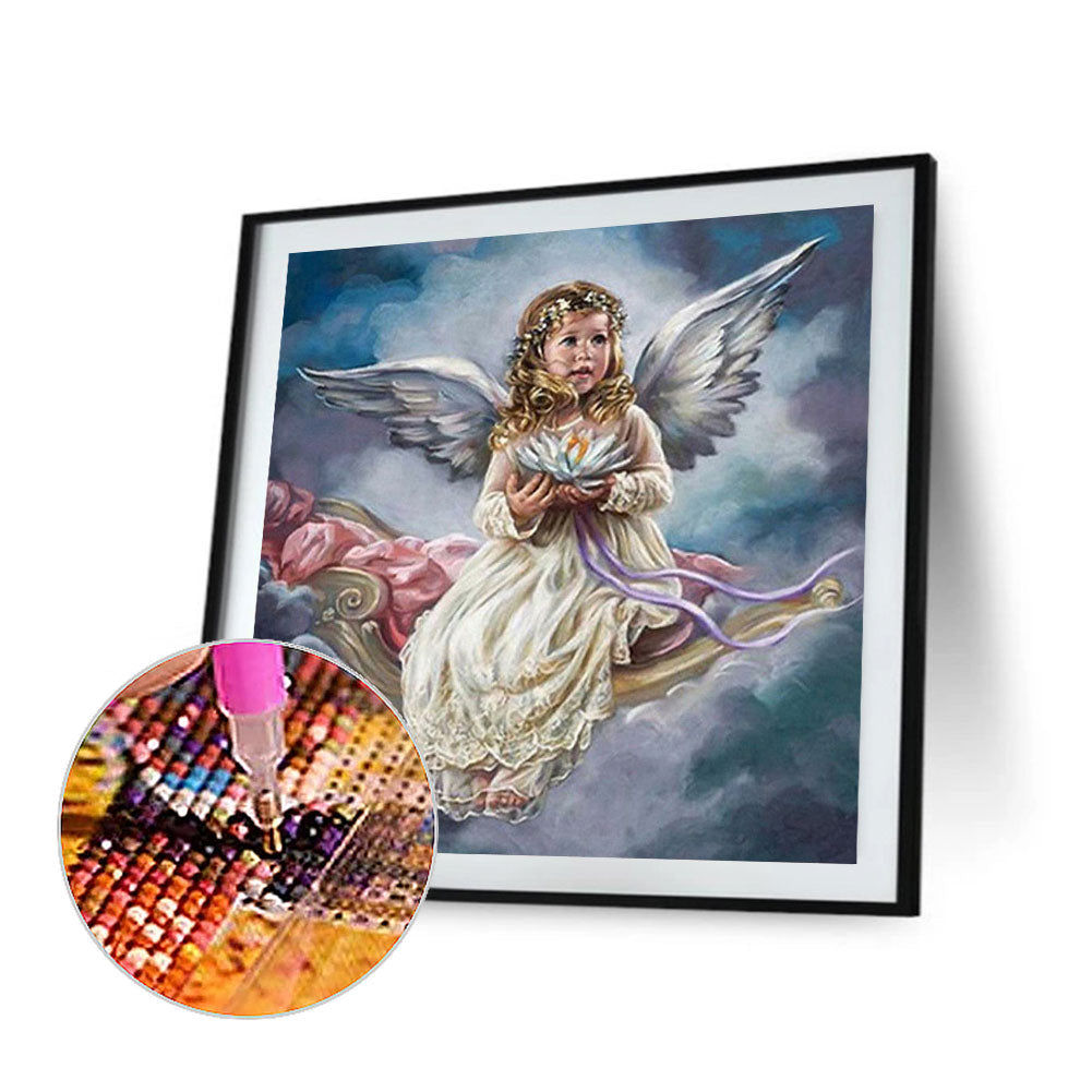 Little Angel Holding Lotus Flower - Full Square Drill Diamond Painting 40*40CM