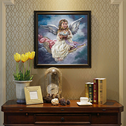 Little Angel Holding Lotus Flower - Full Square Drill Diamond Painting 40*40CM