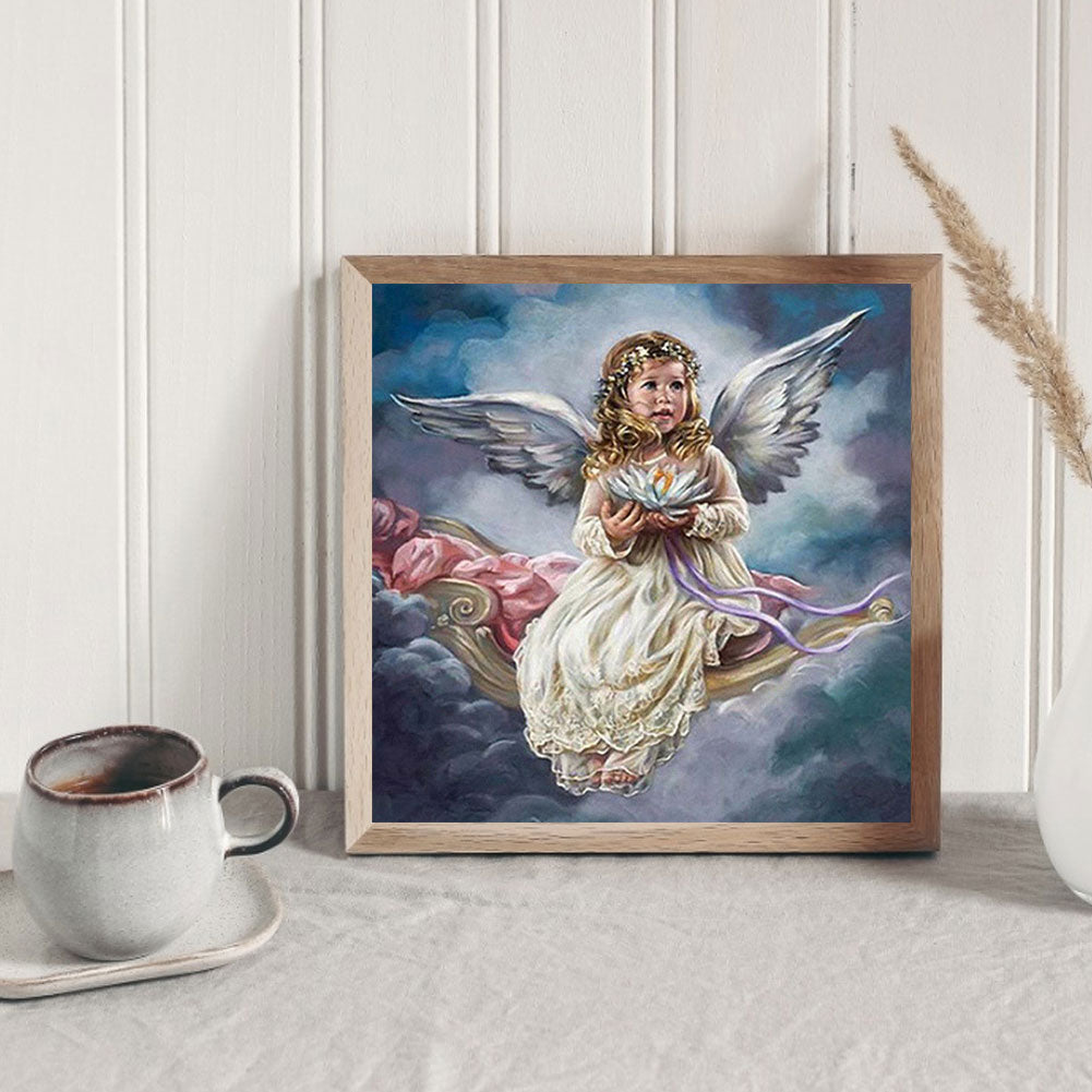 Little Angel Holding Lotus Flower - Full Square Drill Diamond Painting 40*40CM