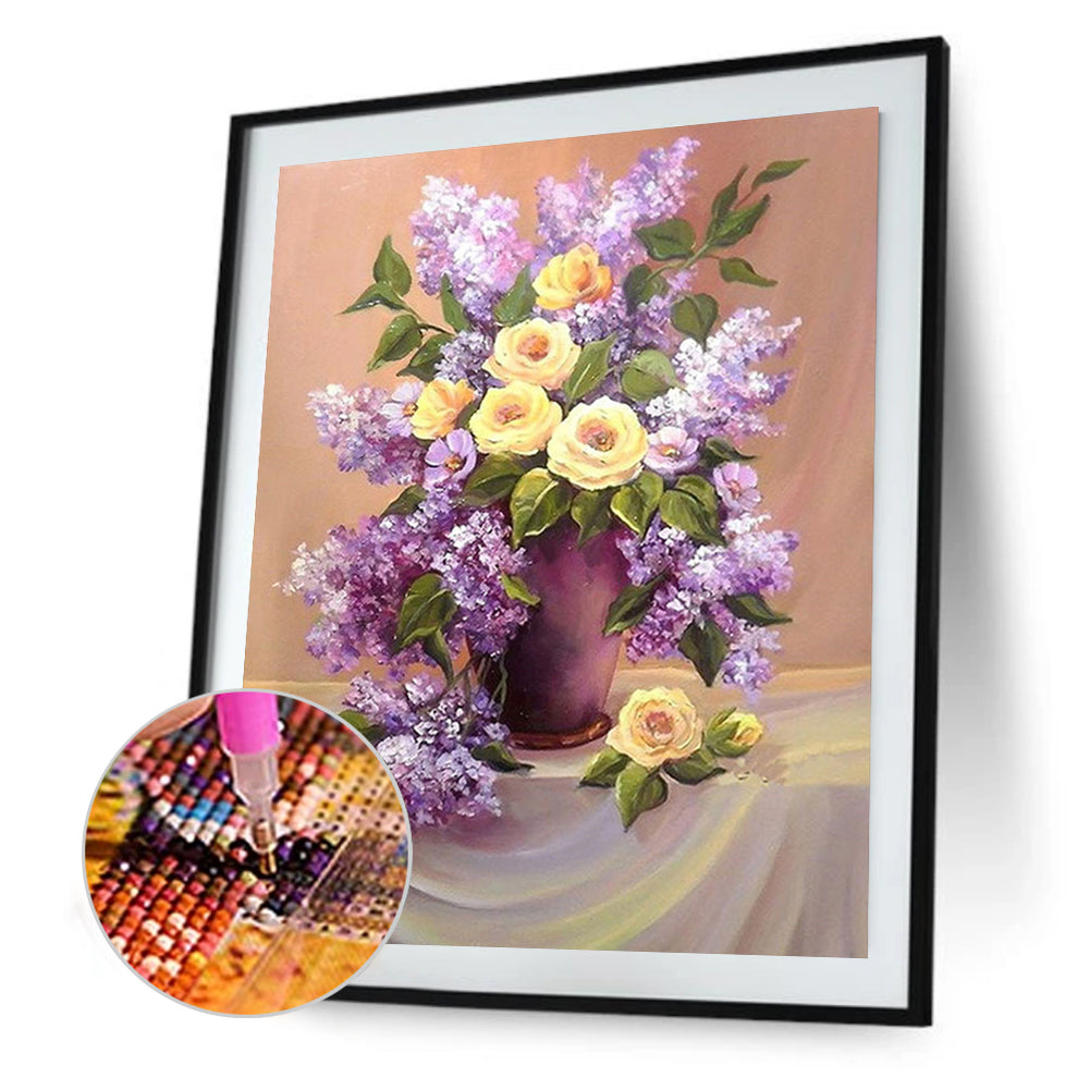 Lavender And Yellow Rose - Full Square Drill Diamond Painting 40*50CM