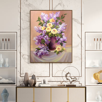 Lavender And Yellow Rose - Full Square Drill Diamond Painting 40*50CM