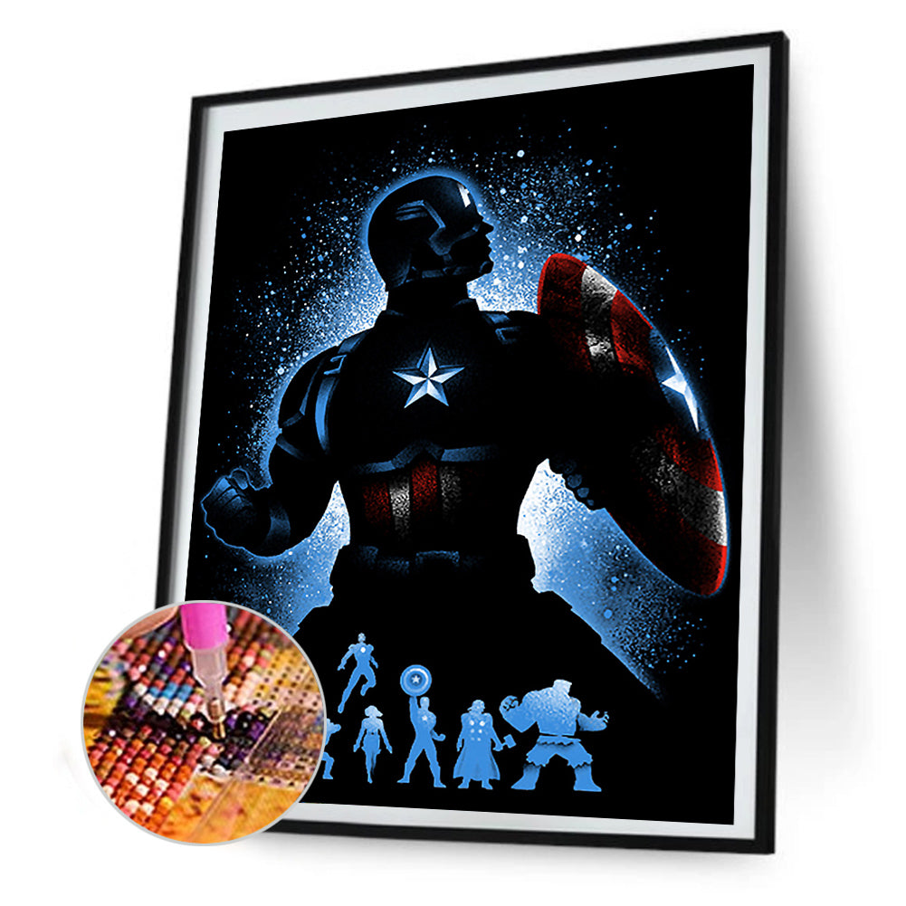 Captain America Silhouette - Full Round Drill Diamond Painting 30*40CM