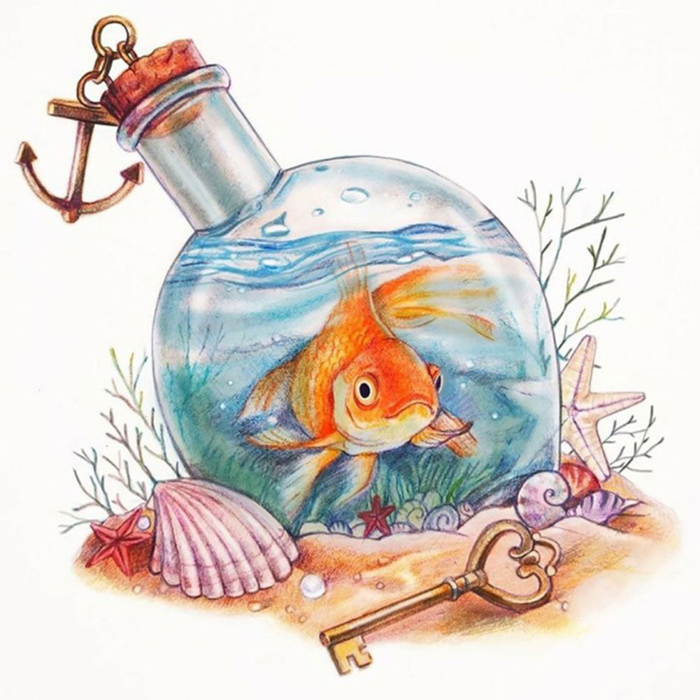 Goldfish Bottle - Full Round Drill Diamond Painting 30*30CM