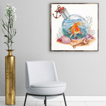 Goldfish Bottle - Full Round Drill Diamond Painting 30*30CM