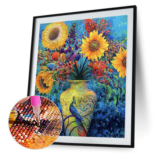 Sunflower Vase - Full Round Drill Diamond Painting 30*40CM