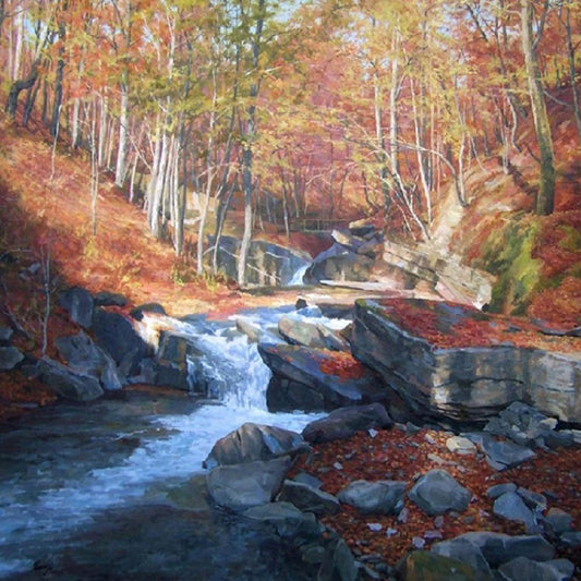 Mountain Stream - Full Round Drill Diamond Painting 40*40CM