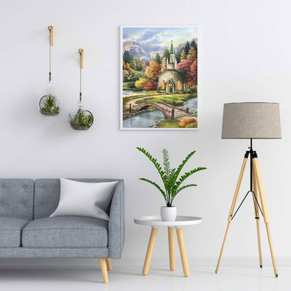 Autumn Forest Church - Full Round Drill Diamond Painting 30*40CM