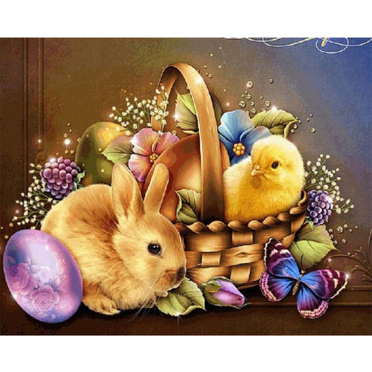 Rabbit And Chick - Full Square Drill Diamond Painting 40*30CM