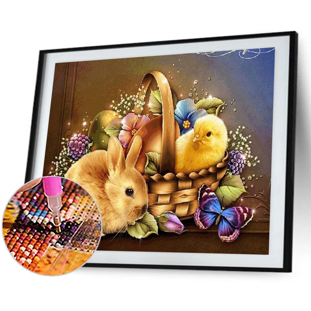 Rabbit And Chick - Full Square Drill Diamond Painting 40*30CM