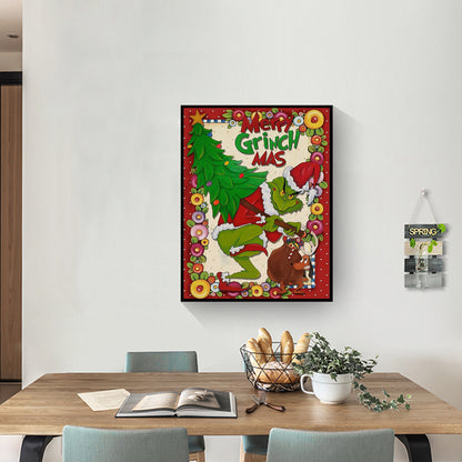 Christmas Green Monster - Full Round Drill Diamond Painting 30*40CM