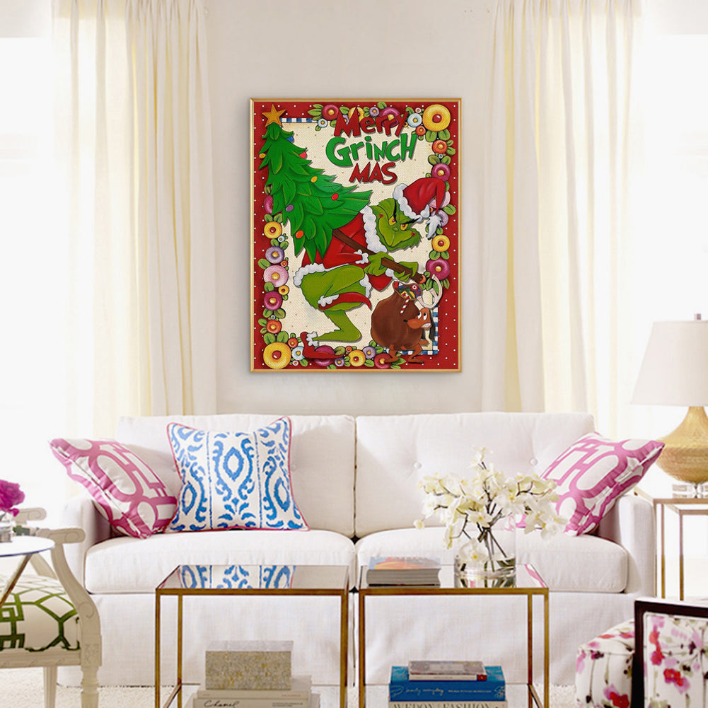 Christmas Green Monster - Full Round Drill Diamond Painting 30*40CM