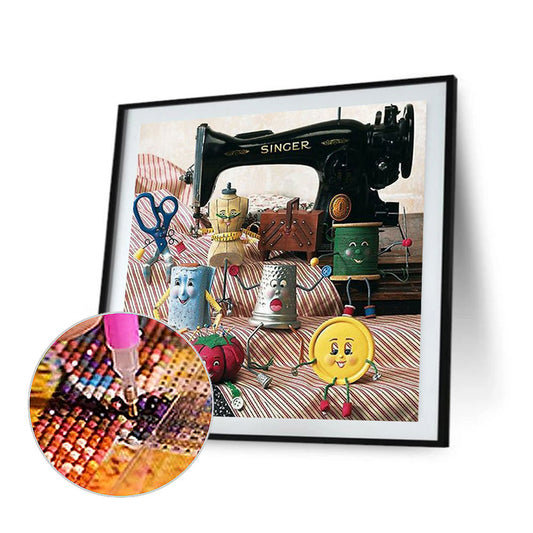 Retro Sewing Machine - Full Round Drill Diamond Painting 50*50CM