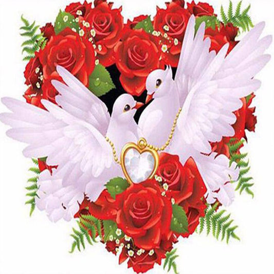 Rose Heart Dove Of Peace - Full Square Drill Diamond Painting 40*40CM