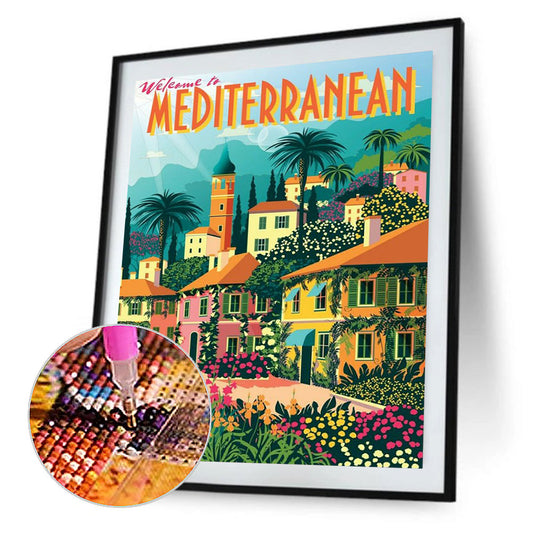 Mediterranean Romantic Landscape Retro - Full Round Drill Diamond Painting 30*40CM