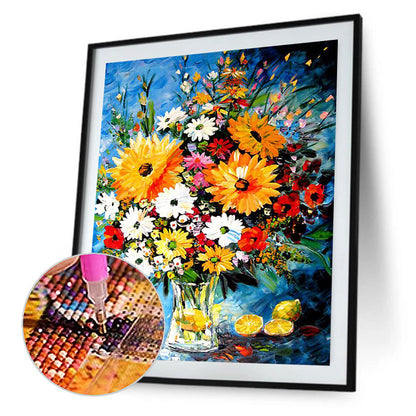 Oil Painting Daisy Rhubarb - Full Round Drill Diamond Painting 30*40CM