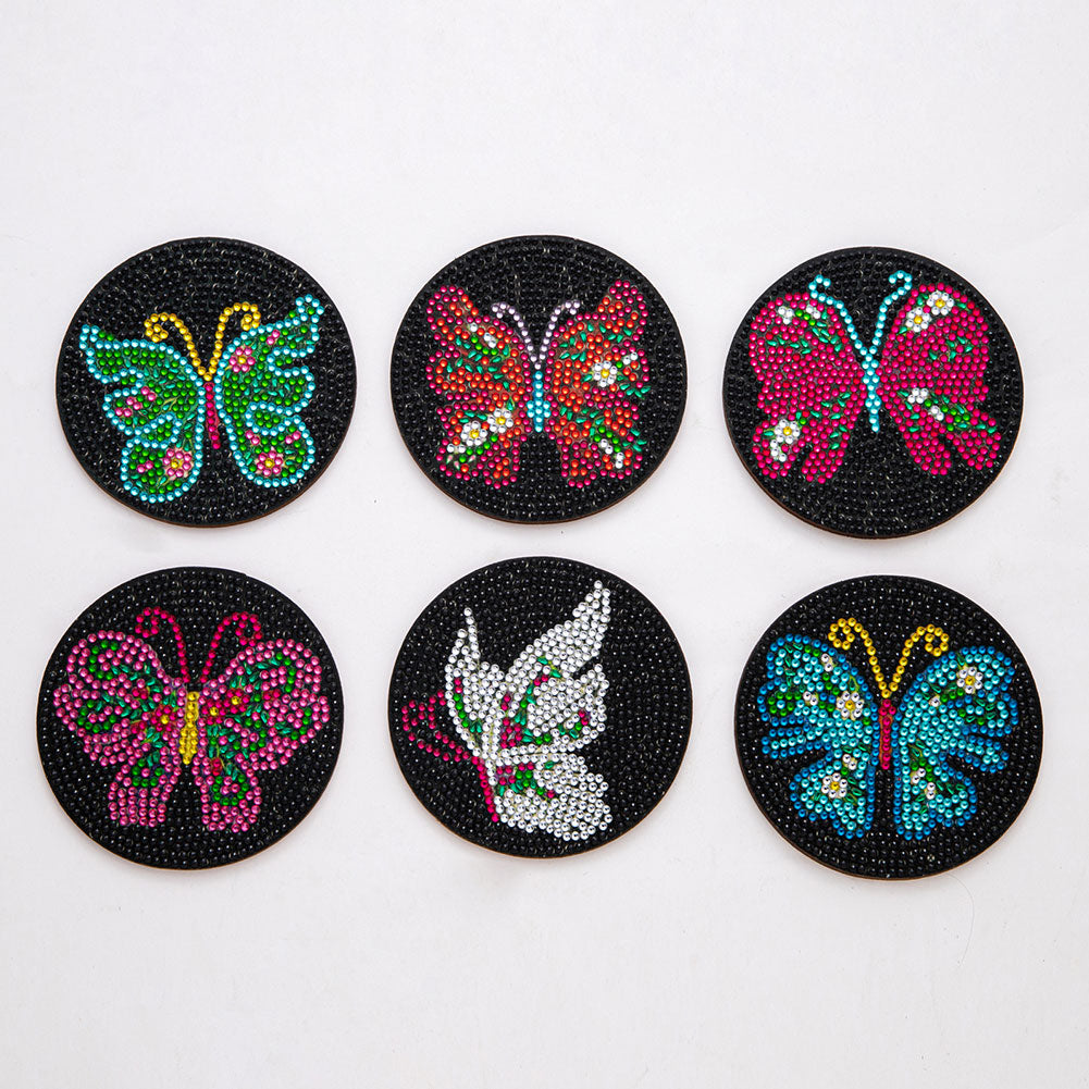 AA1082 (Wooden) DIY Diamond Coaster Butterfly 6pcs Comes with Cushion Shelf