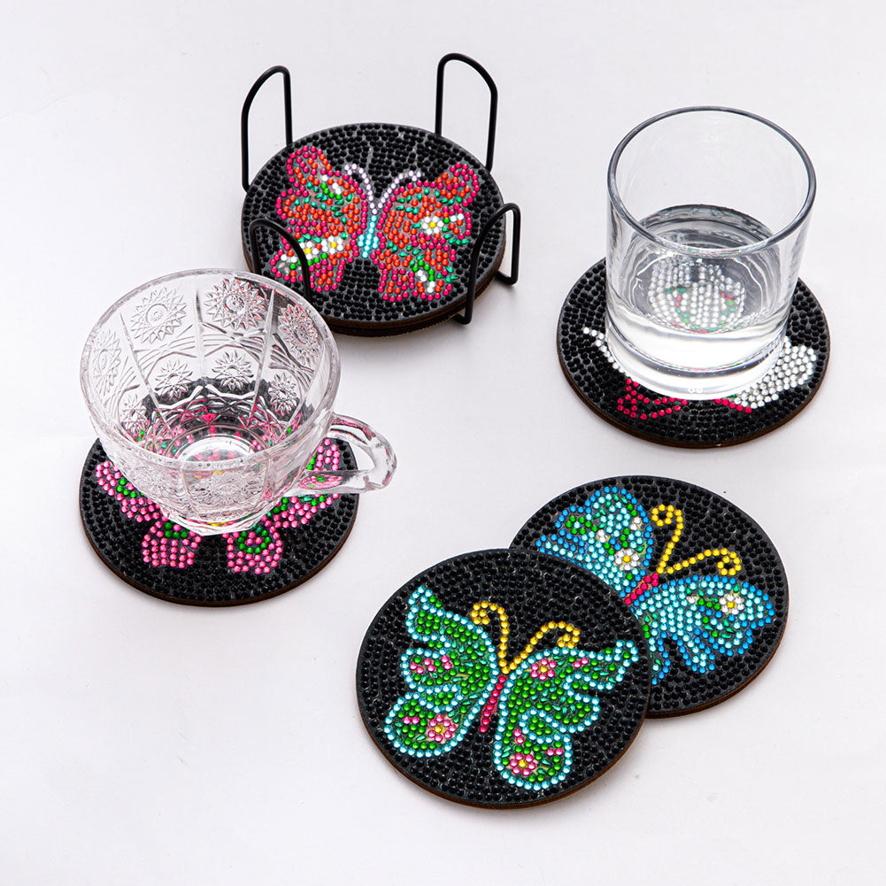 AA1082 (Wooden) DIY Diamond Coaster Butterfly 6pcs Comes with Cushion Shelf