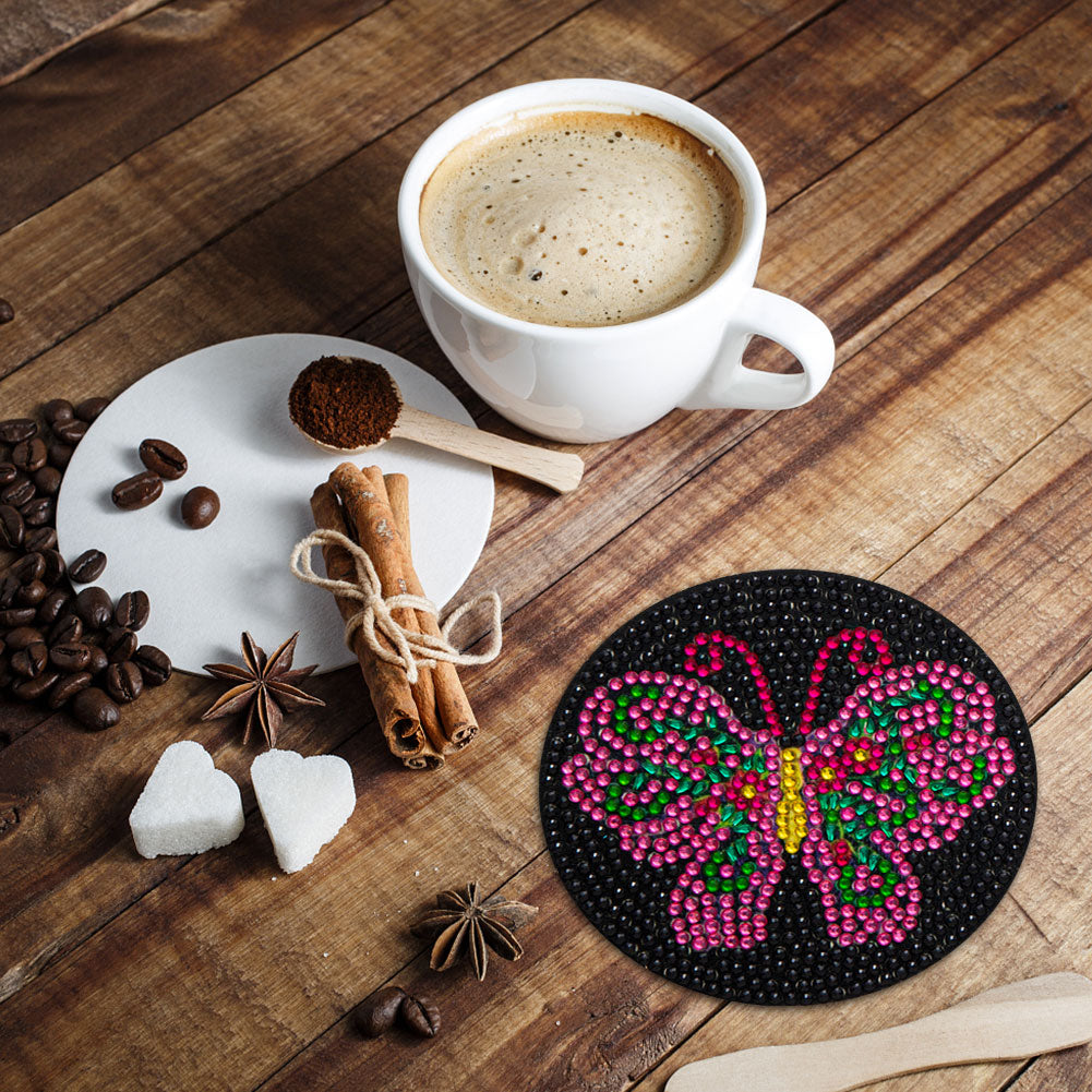 Wooden DIY Diamond Coaster Butterfly Pattern Comes Fashion Diamond Coaster