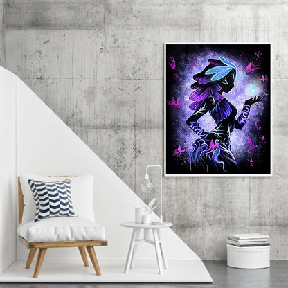 Silhouette Flower Princess - Full Round Drill Diamond Painting 50*60CM