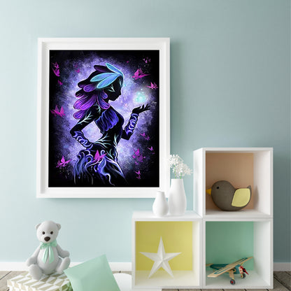 Silhouette Flower Princess - Full Round Drill Diamond Painting 50*60CM