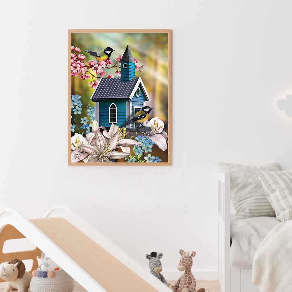 Lily Tit Bird House - Full Square Drill Diamond Painting 30*40CM