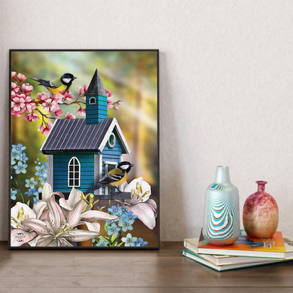 Lily Tit Bird House - Full Square Drill Diamond Painting 30*40CM