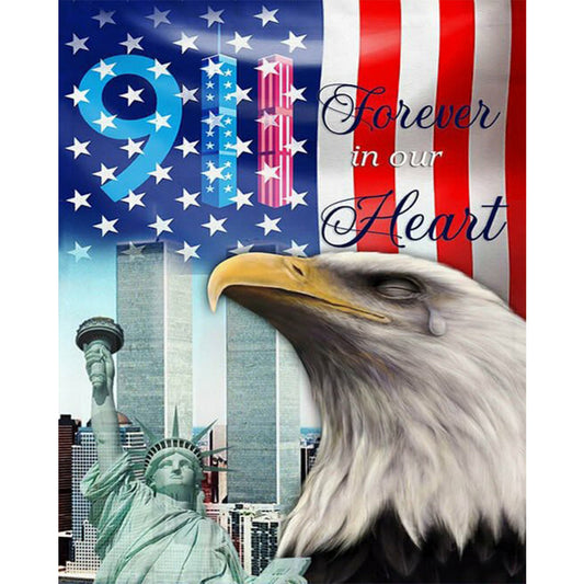 911 Flag Eagle - Full Round Drill Diamond Painting 50*60CM