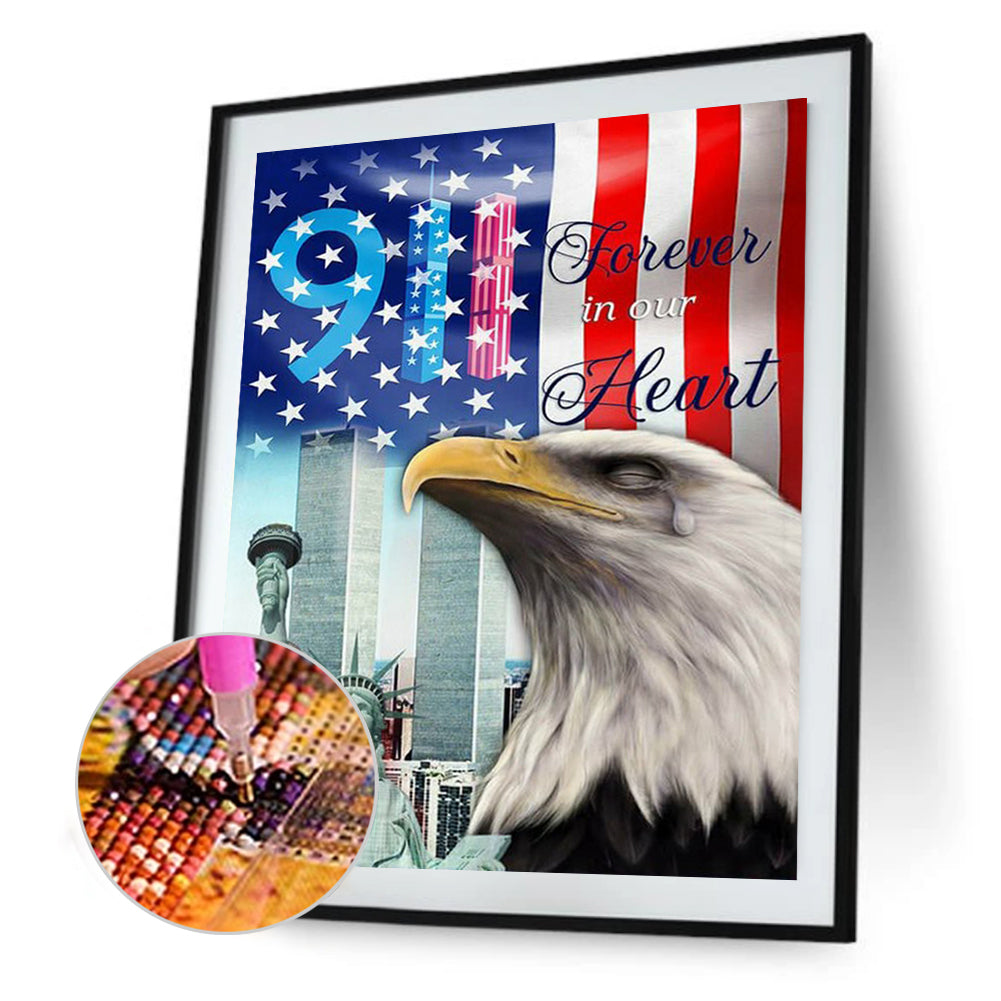 911 Flag Eagle - Full Round Drill Diamond Painting 50*60CM