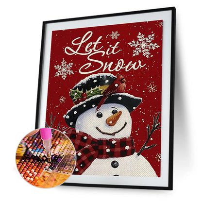 Cardinal Snowman - Full Round Drill Diamond Painting 30*40CM