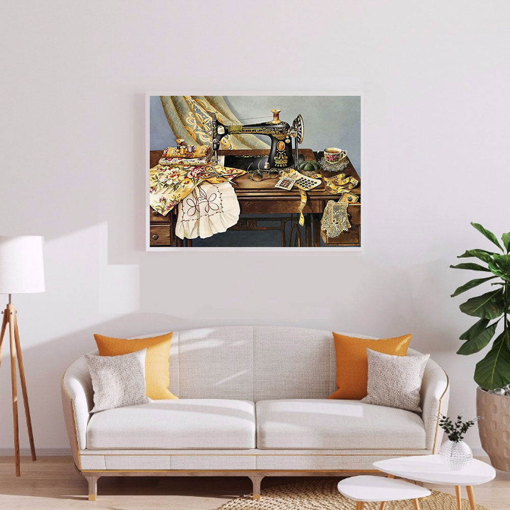 Retro Sewing Machine - Full Round Drill Diamond Painting 50*40CM