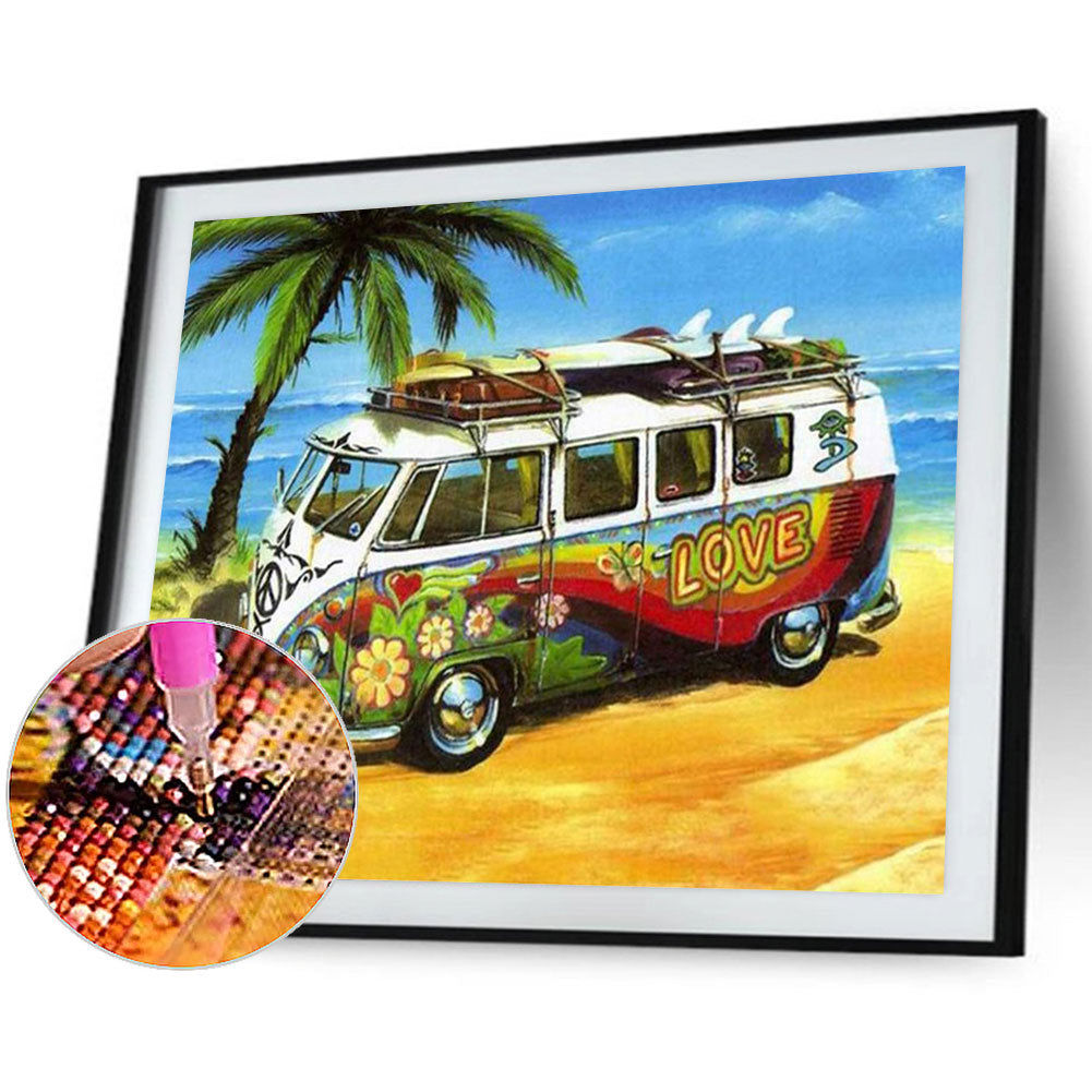 Beach Bus - Full Round Drill Diamond Painting 50*40CM