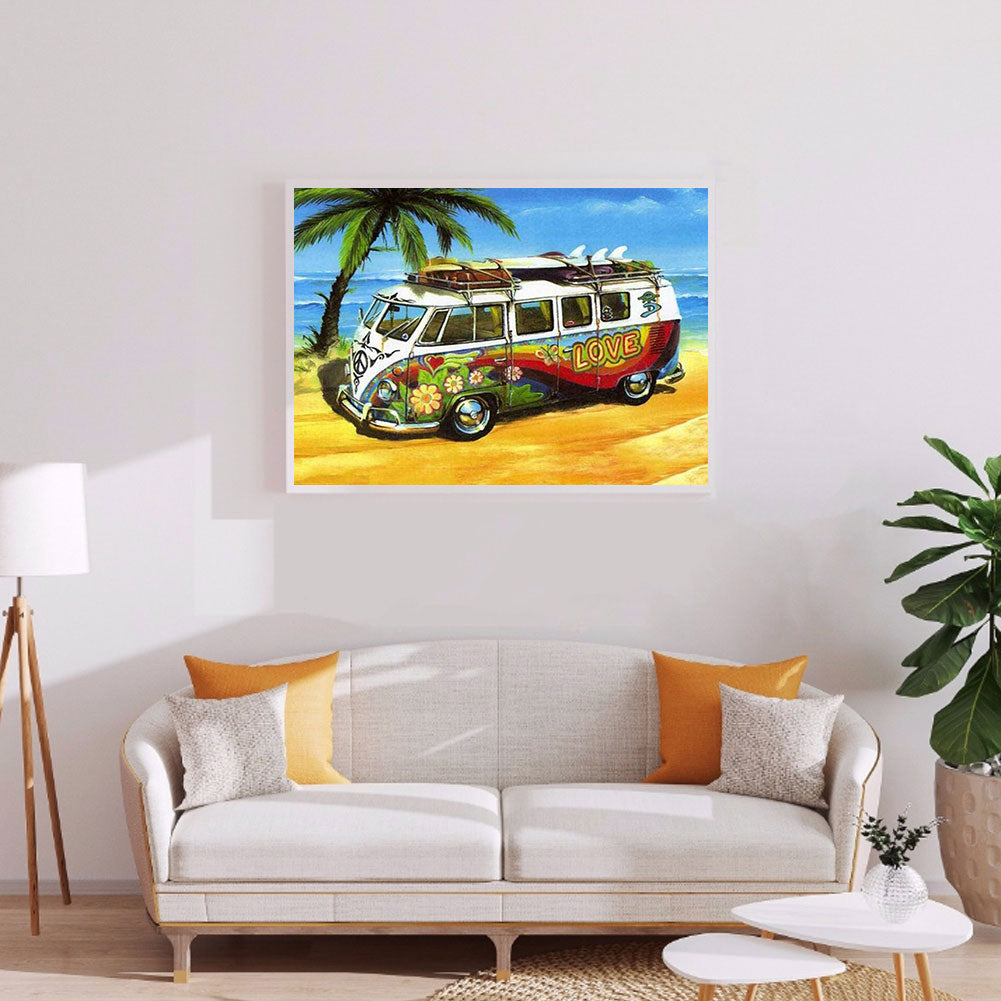 Beach Bus - Full Round Drill Diamond Painting 50*40CM