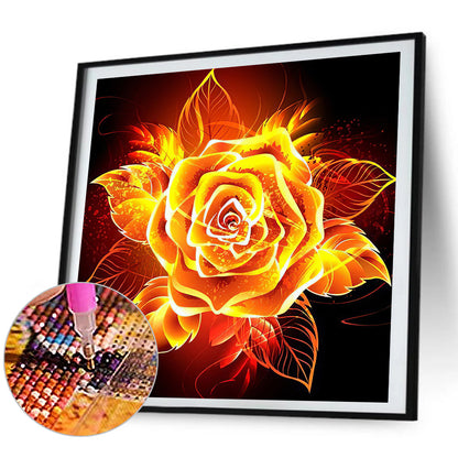 Flame Rose - Full Square Drill Diamond Painting 40*40CM