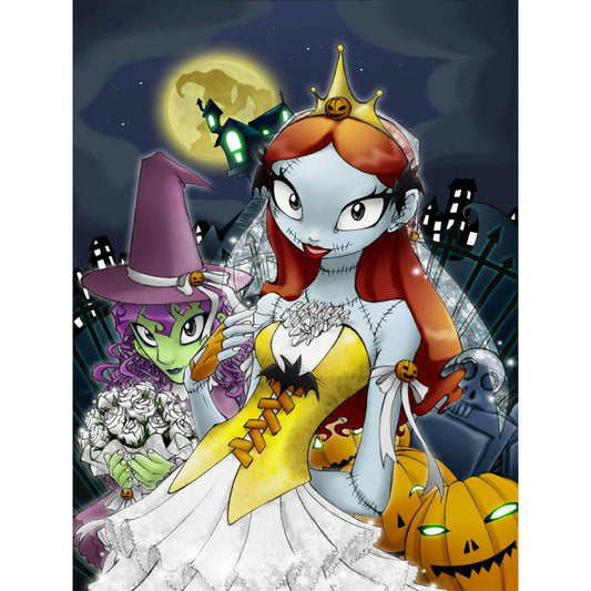 Halloween Spooky City Night - Full Round Drill Diamond Painting 30*40CM