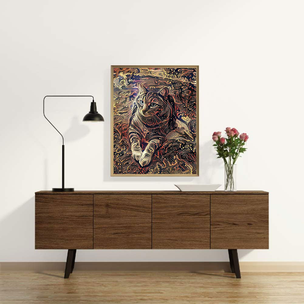 Gold Painting Of Cats 30*40CM(Canvas) Full Square Drill Diamond Painting