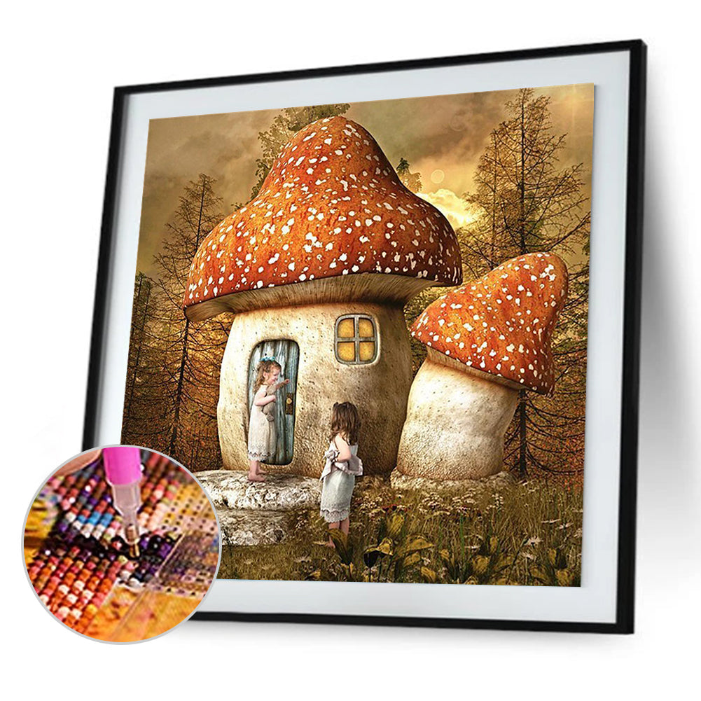 Mushroom House - Full Round Drill Diamond Painting 40*40CM